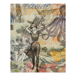 タコビーチアンティークコースタルパンク ポスター