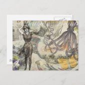 タコビーチアンティークコースタルパンク ポストカード (正面/裏面)