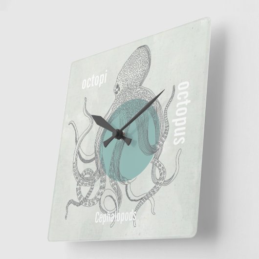 タコビーチハウスまたは海洋生物学者 スクエア壁時計 (傾斜)