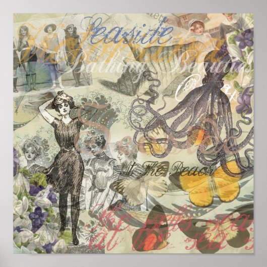 タコビーチバケーションビクトリアンゴシックおもしろい ポスター (正面)