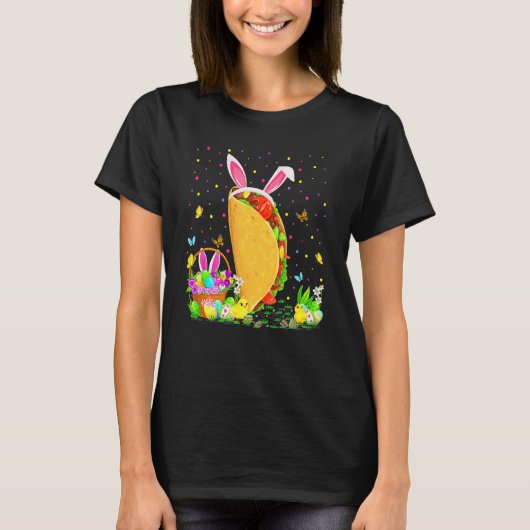 タコファストフードイースターエッグ狩りバニータコイースター Tシャツ (正面)