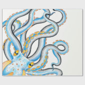 タコファンキーインブルーオレンジ ラッピングペーパー (フラット)