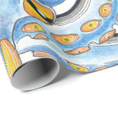 タコファンキーインブルーオレンジ ラッピングペーパー (ロールコーナー)