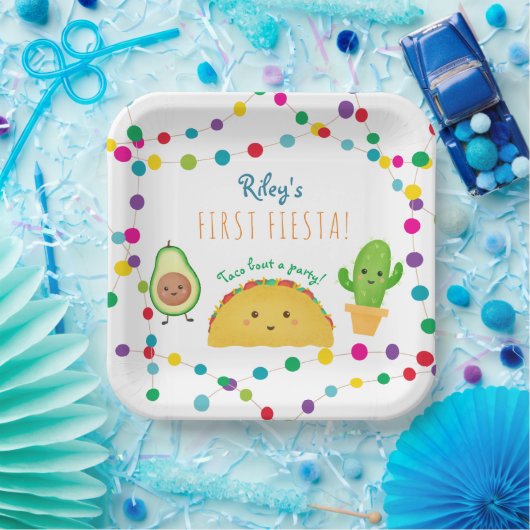 タコファーストテーマ誕生日 ペーパープレート (パーティー)
