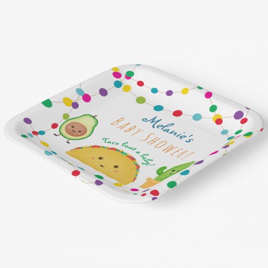 タコフィエスタテーマベビーシャワー ペーパープレート (傾斜あり)