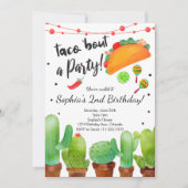 タコフィエスタブトパーティーウォーター色サボテン招待状 招待状 (正面)
