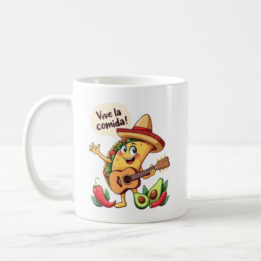 タコフィエスタミットギタールウントヒスパニッシュしゃれているケム コーヒーマグカップ (左)