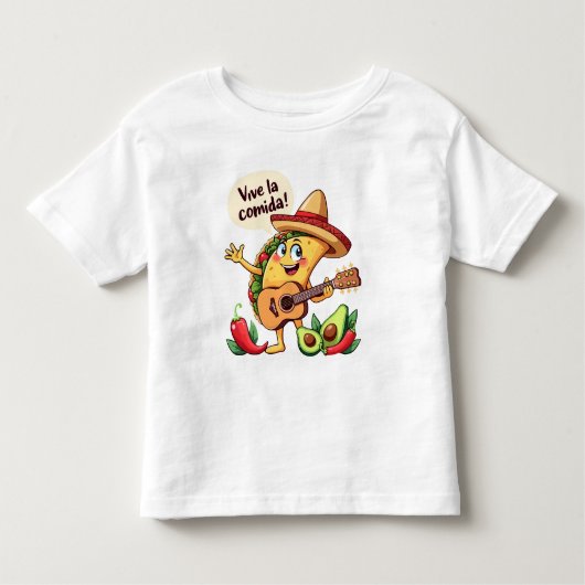 タコフィエスタミットギタールウントヒスパニッシュしゃれているケム トドラーTシャツ (正面)
