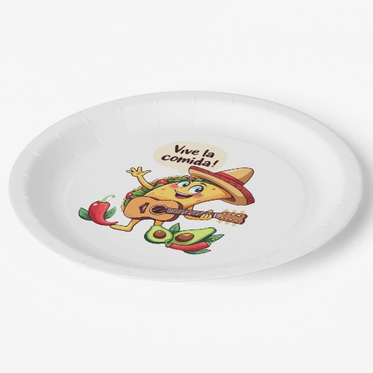 タコフィエスタミットギタールウントヒスパニッシュしゃれているケム ペーパープレート (アングル)