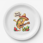 タコフィエスタミットギタールウントヒスパニッシュしゃれているケム ペーパープレート (正面)