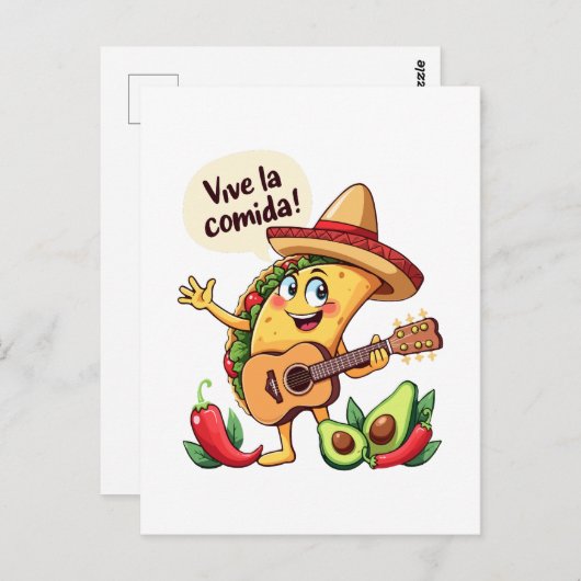 タコフィエスタミットギタールウントヒスパニッシュしゃれているケム ポストカード (正面/裏面)