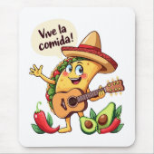 タコフィエスタミットギタールウントヒスパニッシュしゃれているケム マウスパッド (正面)