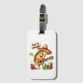 タコフィエスタミットギタールウントヒスパニッシュしゃれているケム ラゲッジタグ (正面縦)