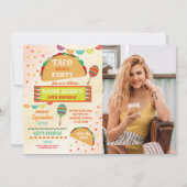 タコフィエスタ誕生日パーティメキシコブライト写真 招待状 (正面)