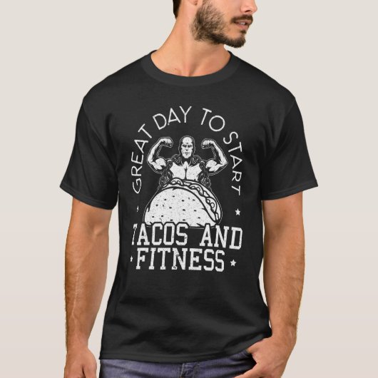 タコフィットネスジムフードエクササイズトレーニングタコス Tシャツ (正面)