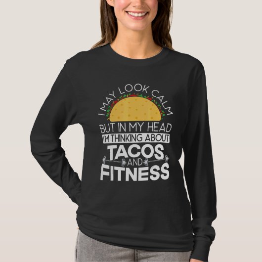 タコフィットネスジムメキシカンフードエクササイズタコス Tシャツ (正面)