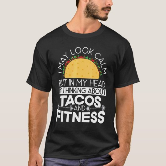 タコフィットネスジムメキシカンフードエクササイズタコス Tシャツ (正面)
