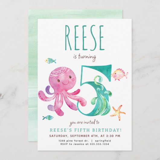 タコフィフス誕生日招待状 招待状 (正面/裏面)