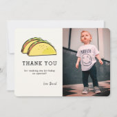 タコフォト誕生日テラコッタレッドサンキューカード 招待状 (正面)