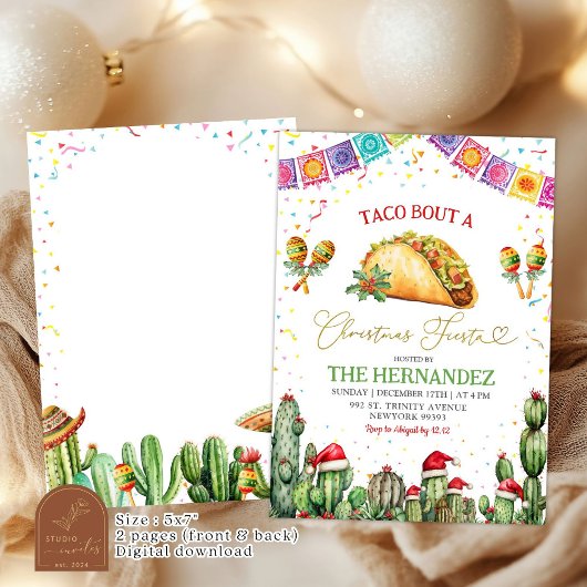 タコブアクリスマスフィエスタ紙吹雪ポサダパーティー 招待状