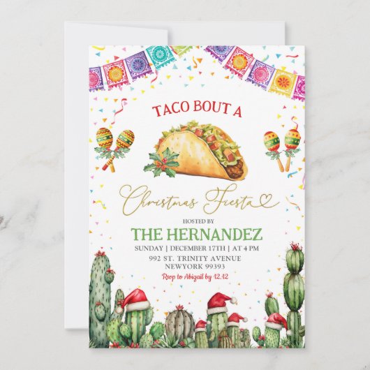 タコブアクリスマスフィエスタ紙吹雪ポサダパーティー 招待状 (正面)