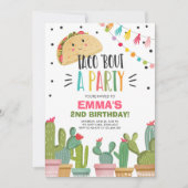 タコブアパーティーガールピンクフィエスタ誕生日サボテン 招待状 (正面)