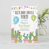 タコブアパーティーボーイブルーファーストフィエスタ誕生日 招待状 (スタンド正面)