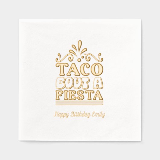 タコブアフィエスタゴールドフォイル誕生日ナプキンス 箔ナプキン (正面)