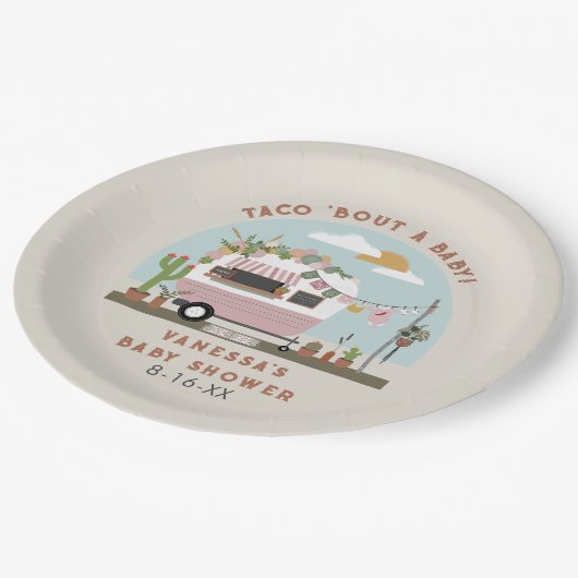 タコブアボホカンパーガールベビーシャワーベビー ペーパープレート (アングル)