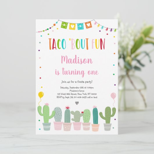 タコブウおもしろいフィエスタファースト誕生日 招待状 (スタンド正面)