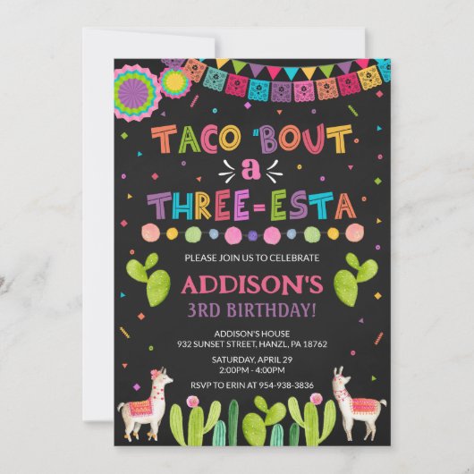 タコブウアスリーエスタ誕生日招待状 招待状 (正面)