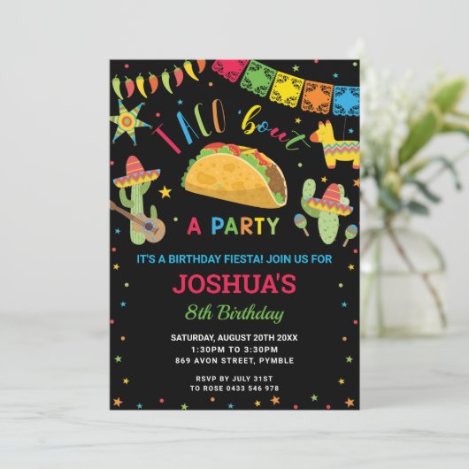 タコブウアフィエスタクンプレニョスパーティー誕生日 招待状 (スタンド正面)