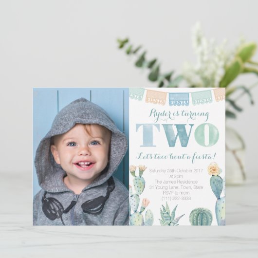 タコブウアフィエスタボーイセカンドバースデーパーティー写真 招待状 (スタンド正面)