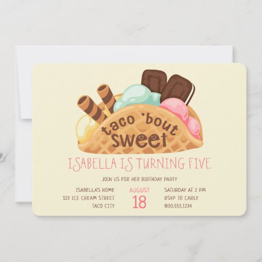 タコブスイートワッフルアイスクリーム誕生日 招待状 (正面)