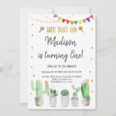 タコブトおもしろい金ゴールドフィエスタファースト誕生日 招待状 (正面)