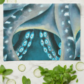 タコブルーウォーターカラー詳細 キッチンタオル (折り畳み)