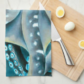 タコブルーウォーターカラー詳細 キッチンタオル (四つ折り)