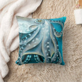 タコブルーウォーターカラー詳細 クッション (ブランケット)