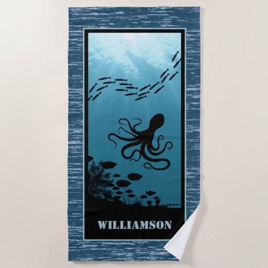 タコブルーシーリーフ ビーチタオル (正面)