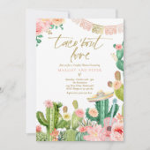 タコブロブフィエスタカップルのシャワーサボテン 招待状 (正面)