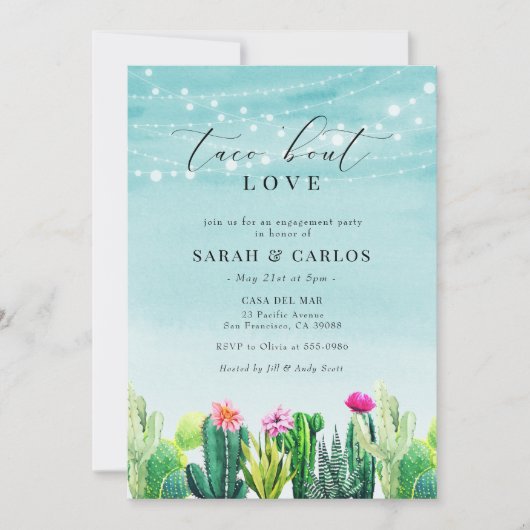 タコブロブラブサボスフィエスタ婚約パーティ 招待状 (正面)