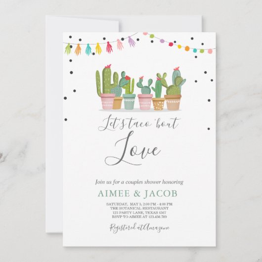 タコブロブラブフィエスタカップルズシャワー招待状サボテン 招待状 (正面)