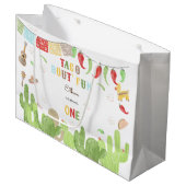 タコブート'おもしろいフィエスタメキシコの最初の誕生日 ラージペーパーバッグ (正面アングル)