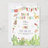 タコブート'おもしろいフィエスタメキシコの最初の誕生日 招待状 (正面)