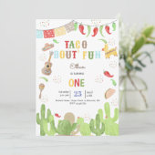 タコブート'おもしろいフィエスタメキシコの最初の誕生日 招待状 (スタンド正面)