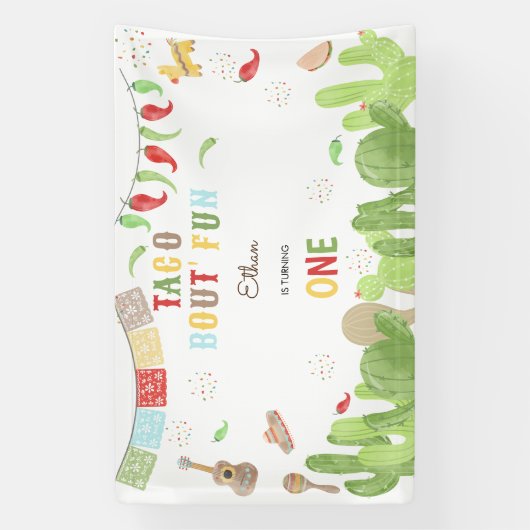 タコブート'おもしろいフィエスタメキシコの最初の誕生日 横断幕 (縦)