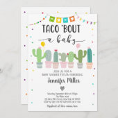 タコブートアベビーフィエスタカクタスベビーシャワー 招待状 (正面/裏面)