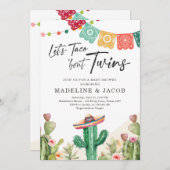 タコブートツインズフィエスタカクタスウォーターカラーベビー 招待状 (正面/裏面)