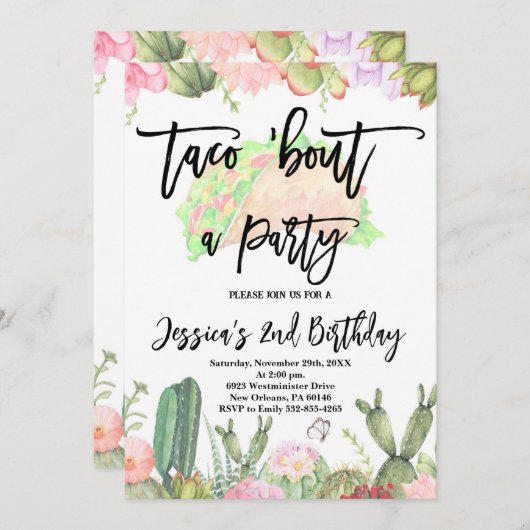 タコブーパーティー誕生日タコ誕生日 招待状 (正面/裏面)