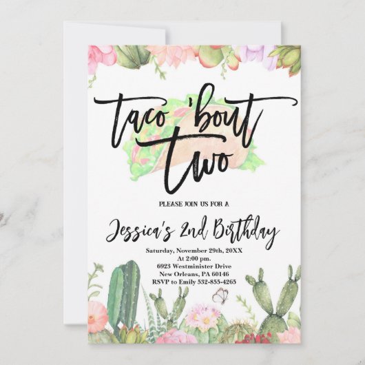 タコブールツーフィエスタタコセカンド誕生日 招待状 (正面)